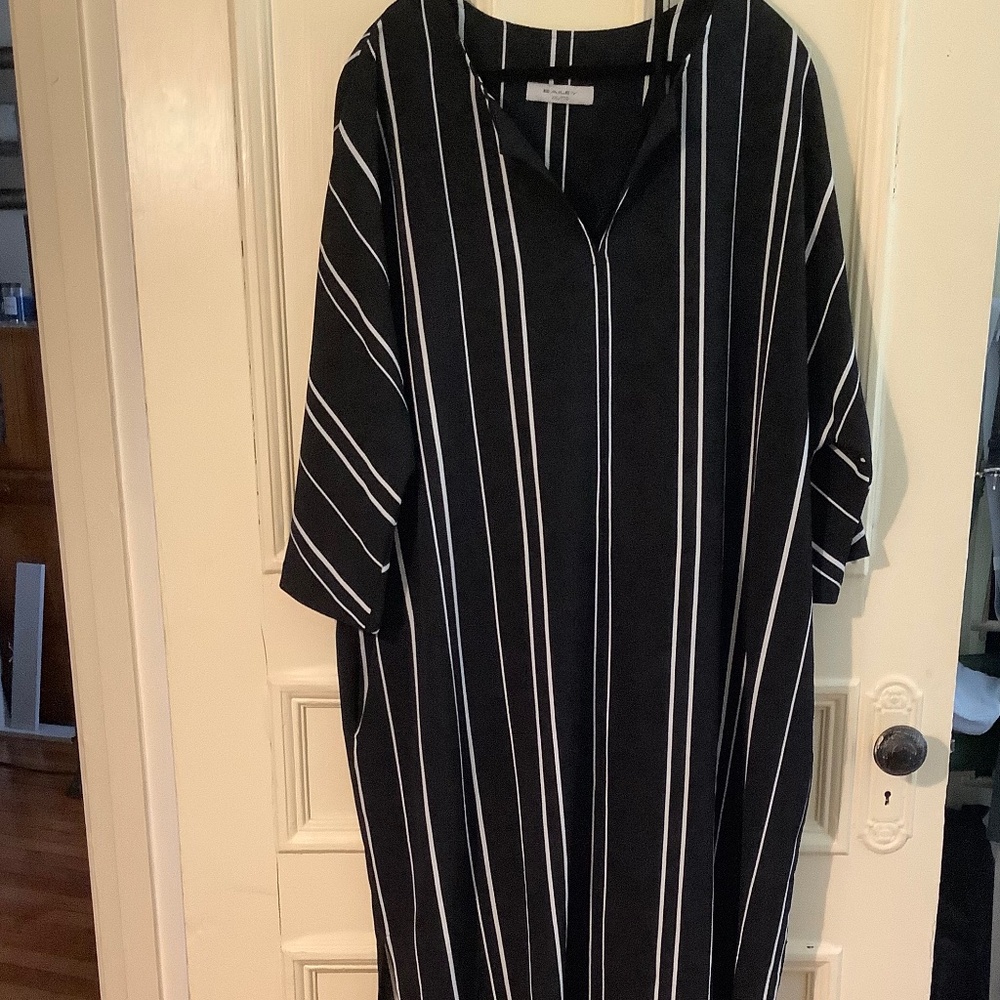 Brian Bailey B/W Striped Caftan Dress XXL NWOT
